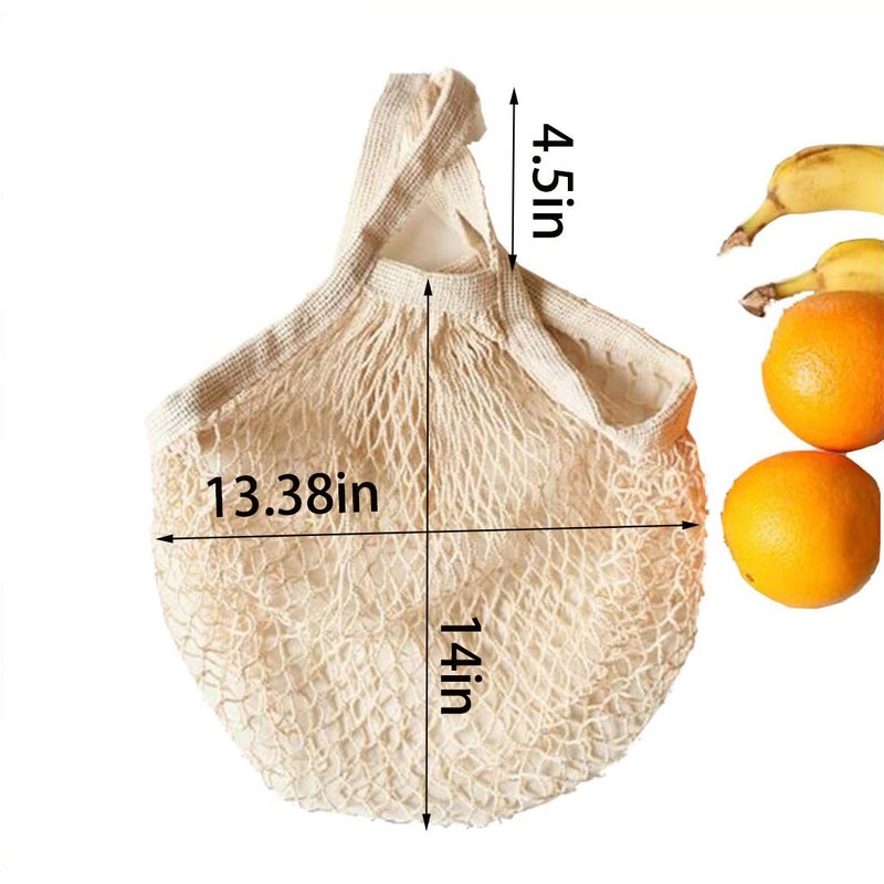 Ahyuan Reusable Cotton Mesh Grocery Bags Cotton String Bag Net Shopping Mesh Bags Pack of 3 (Beige) - Image 5